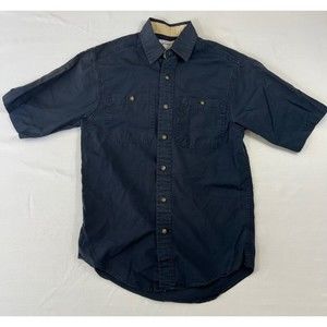 Carhartt Mens Short Sleeve Button Front Shirt Small Blue